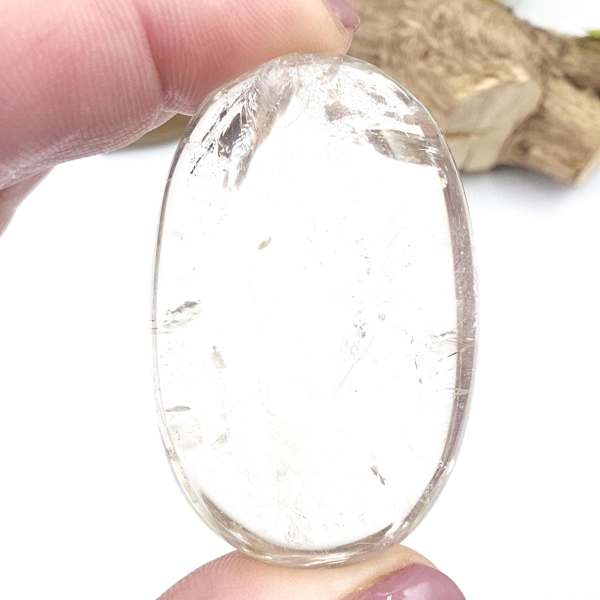 High Grade Clear Quartz Palm Stone with rainbows - Energy Amplifying Healing Crystal - 60g
