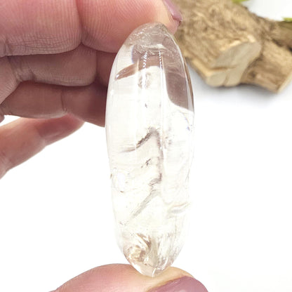 High Grade Clear Quartz Palm Stone with rainbows - Energy Amplifying Healing Crystal - 60g