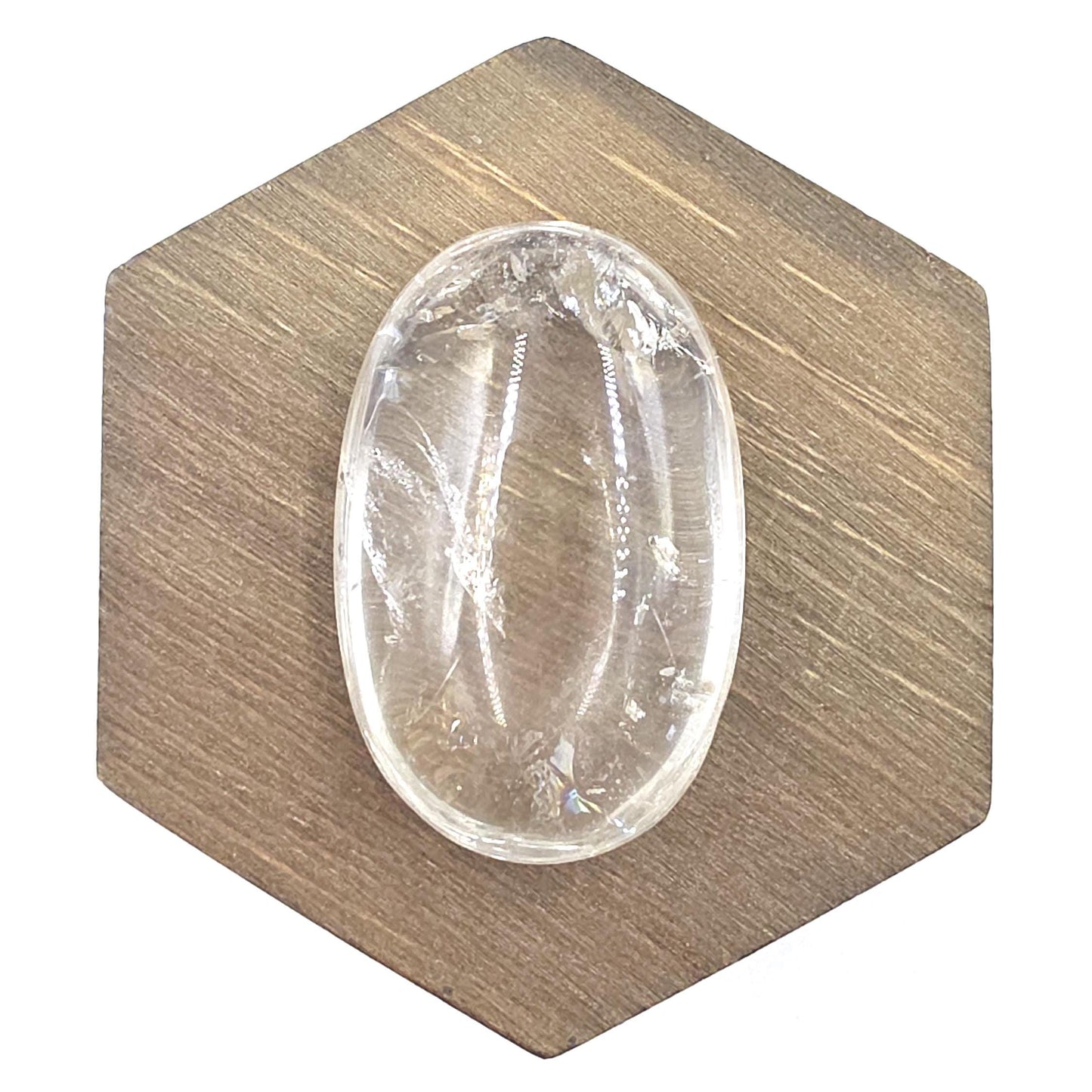 High Grade Clear Quartz Palm Stone with rainbows - Energy Amplifying Healing Crystal - 60g