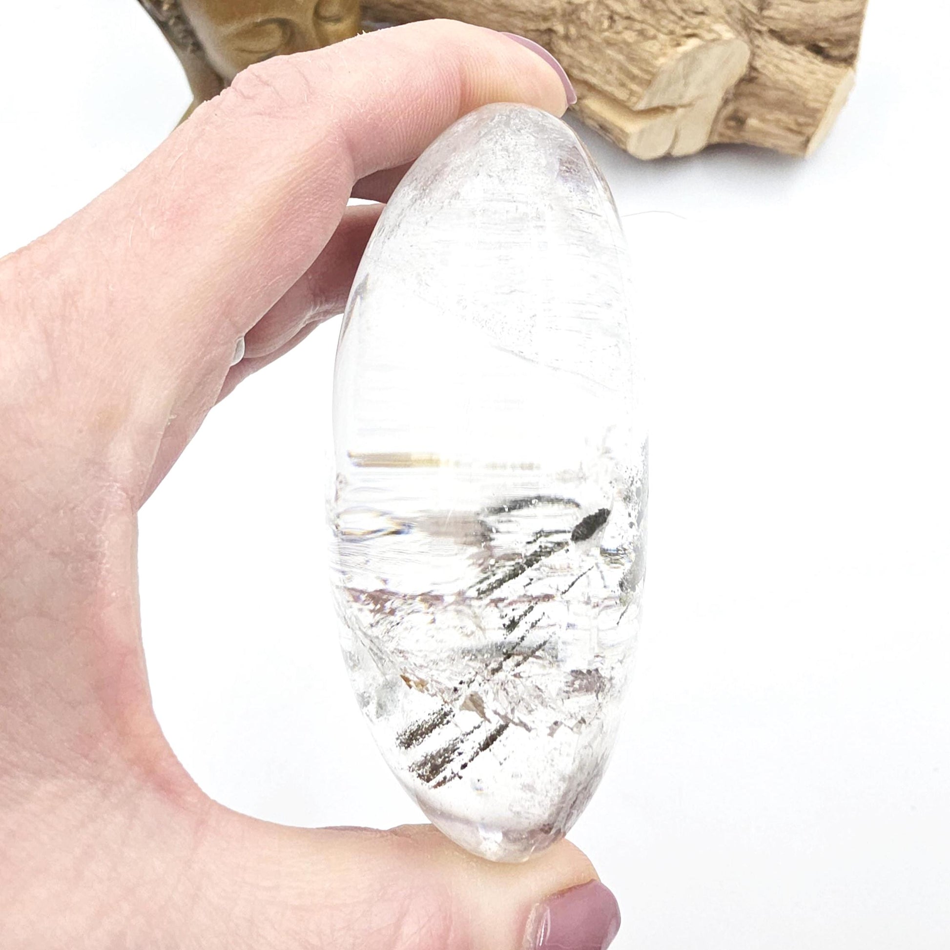 Huge Green Garden Quartz (Lodolite) Palm Stone / Freeform – Manifestation, Clarity & Inner Journey Healing Crystal, 425g