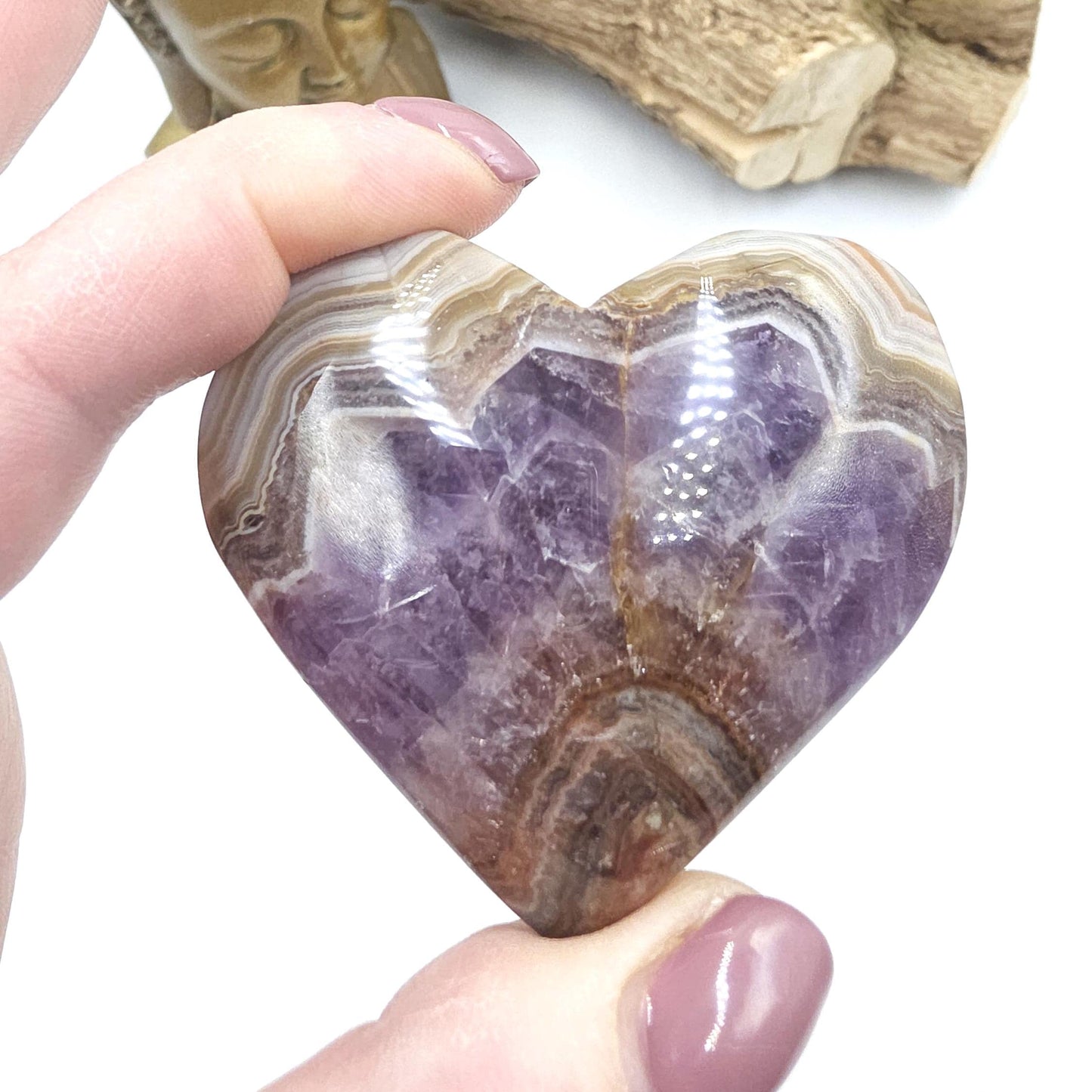 Banded Amethyst Agate Heart – Calm, Protection & Emotional Balance Crystal, 120g