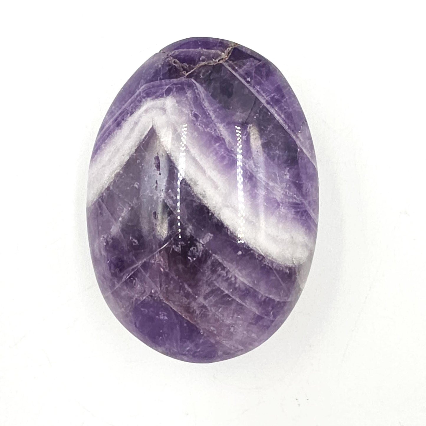 Dream Amethyst (Chevron) Palm Stone – Intuition, Calm & Spiritual Clarity Crystal, 110g