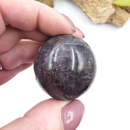 Blood Shot Iolite Sphere – Intuition, Strength & Third Eye and Root Chakra Crystal, 37mm