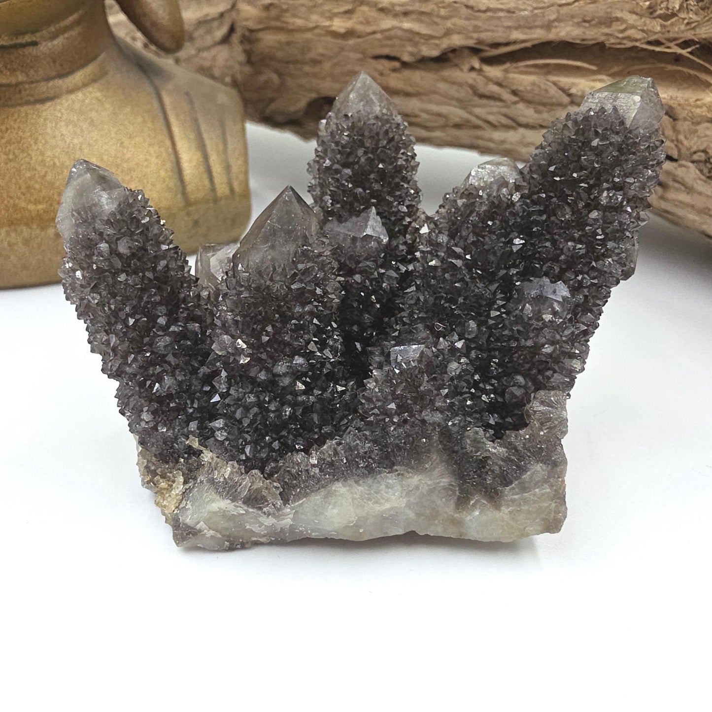 Rare Black Spirit Quartz Cluster Specimen – Protection, Spiritual Growth & High Vibration Crystal, 105g