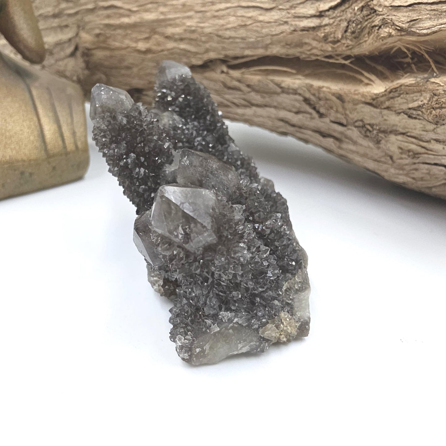 Rare Black Spirit Quartz Cluster Specimen – Protection, Spiritual Growth & High Vibration Crystal, 105g