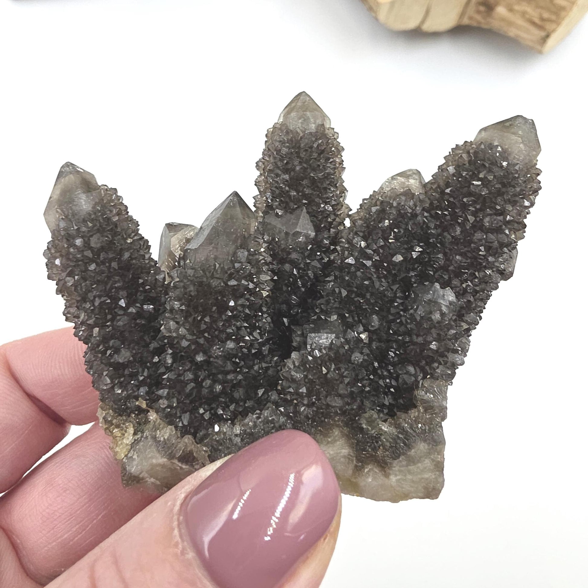 Rare Black Spirit Quartz Cluster Specimen – Protection, Spiritual Growth & High Vibration Crystal, 105g