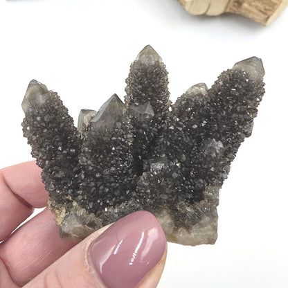 Rare Black Spirit Quartz Cluster Specimen – Protection, Spiritual Growth & High Vibration Crystal, 105g