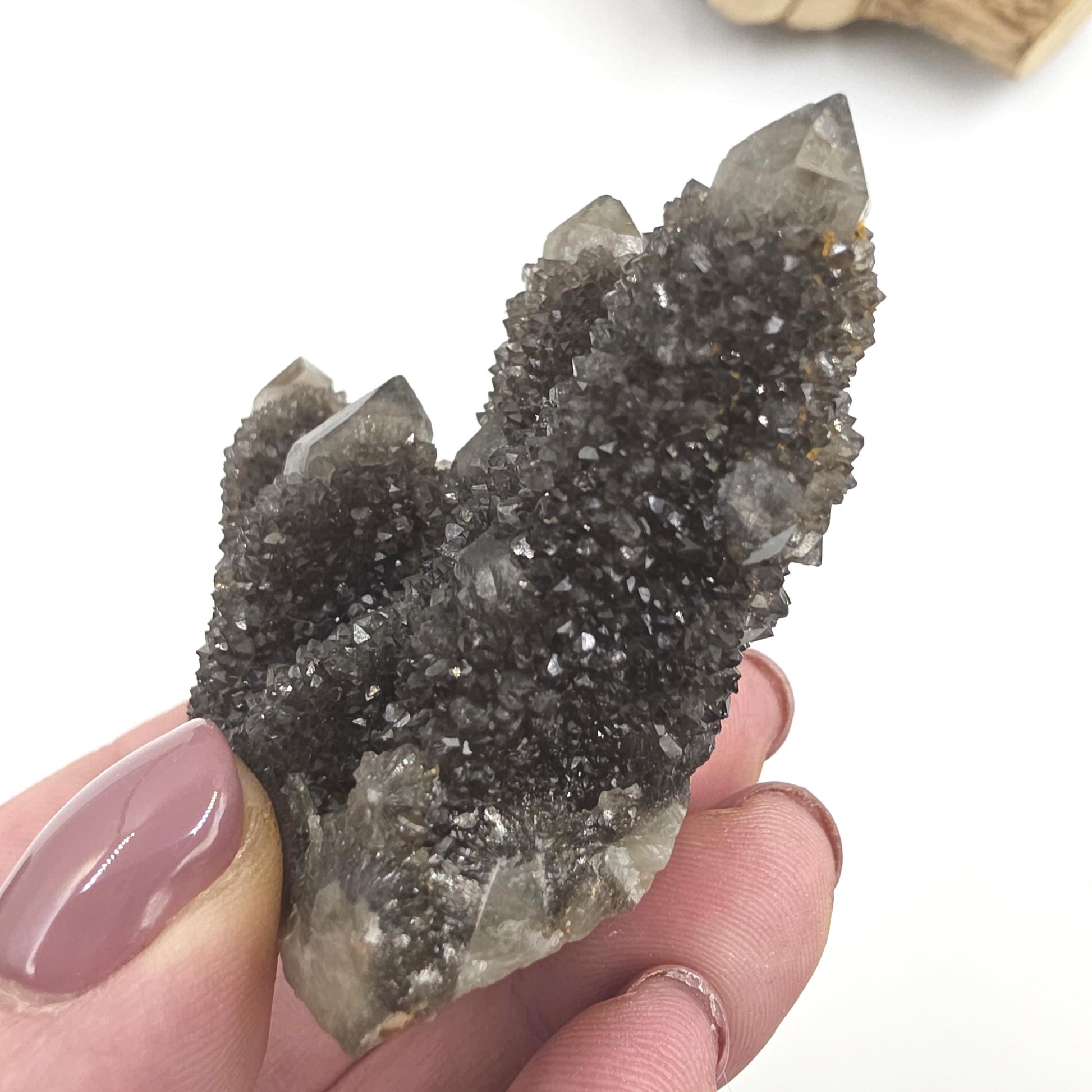 Rare Black Spirit Quartz Cluster Specimen – Protection, Spiritual Growth & High Vibration Crystal, 105g