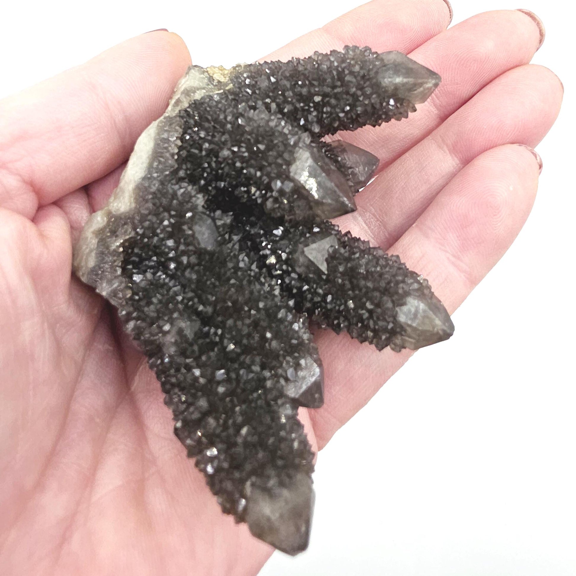 Rare Black Spirit Quartz Cluster Specimen – Protection, Spiritual Growth & High Vibration Crystal, 105g