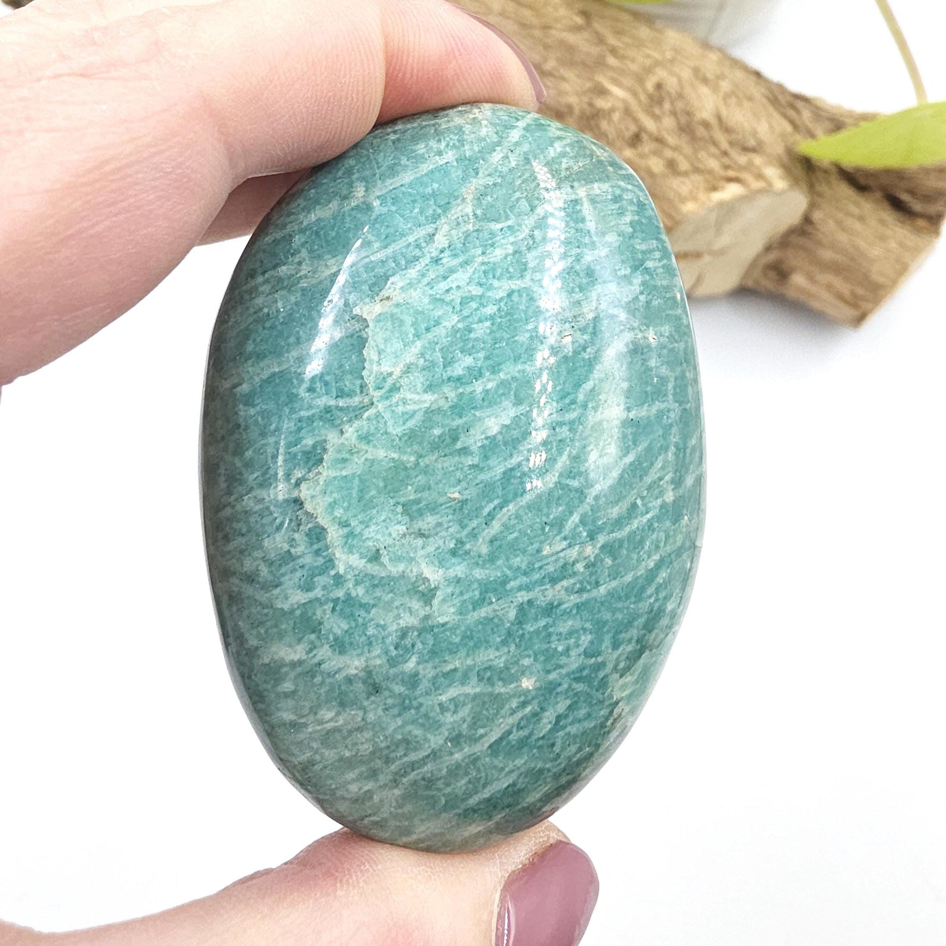 Large Amazonite Palm Stone – Calm, Communication & Emotional Healing Crystal, 160g