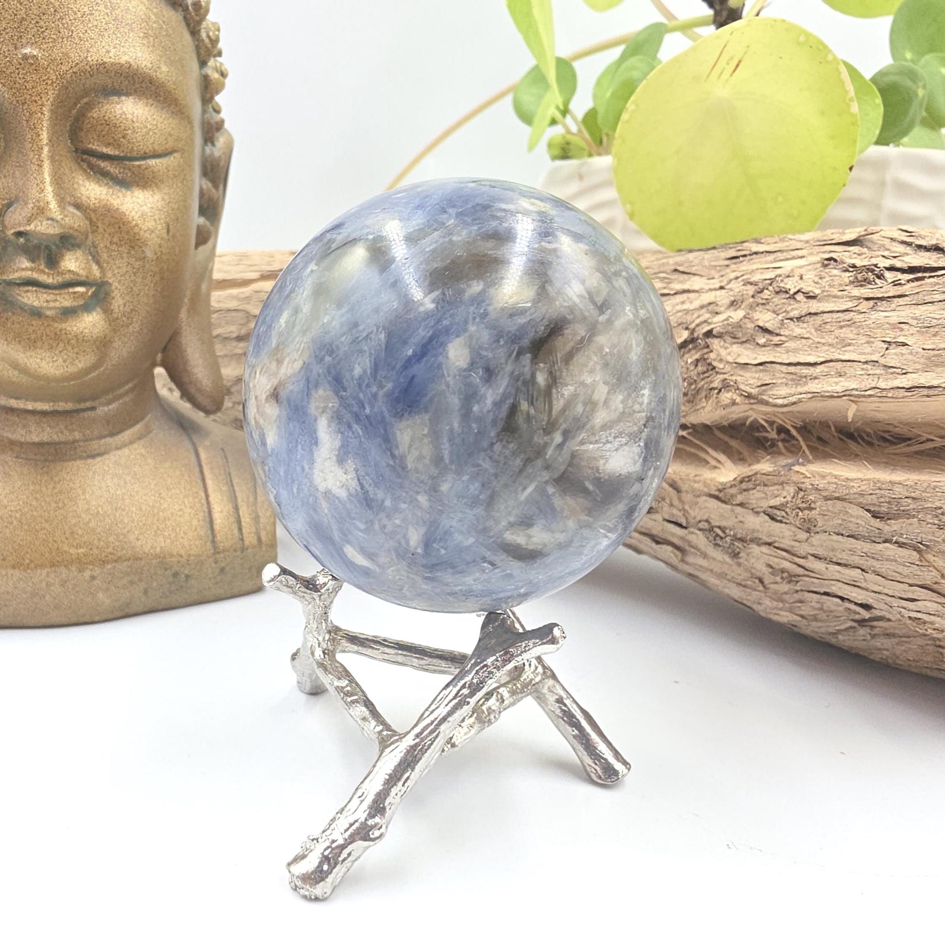 Flashy Kyanite Sphere – Alignment, Clarity & Throat Chakra Crystal, 56mm