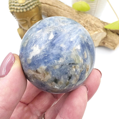 Flashy Kyanite Sphere – Alignment, Clarity & Throat Chakra Crystal, 56mm