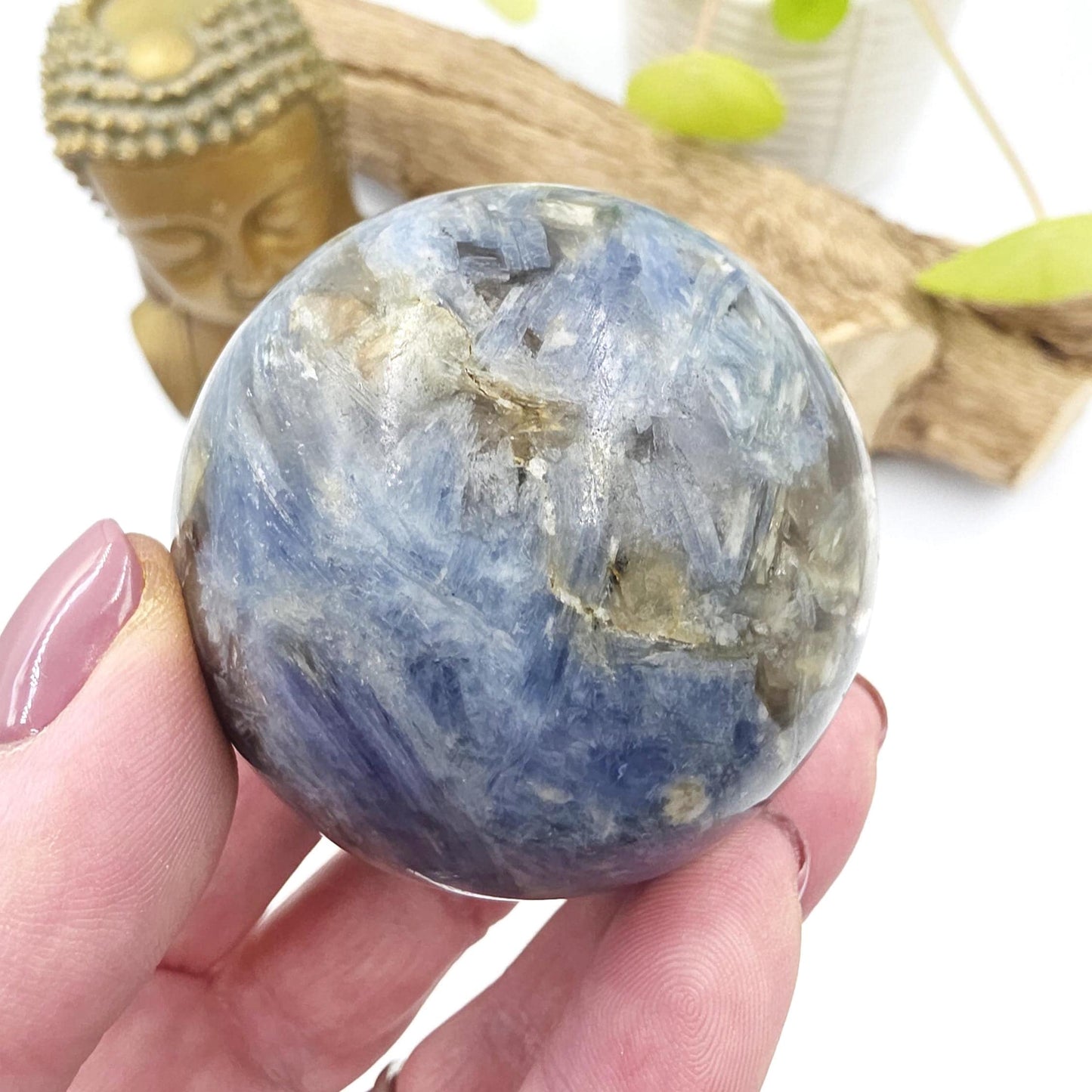 Flashy Kyanite Sphere – Alignment, Clarity & Throat Chakra Crystal, 56mm