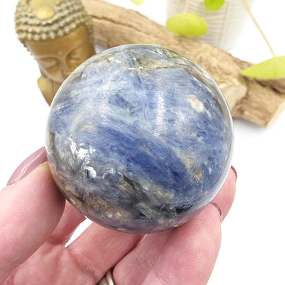 Flashy Kyanite Sphere – Alignment, Clarity & Throat Chakra Crystal, 56mm