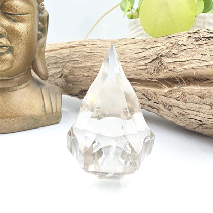 Faceted Clear Quartz Diamond – Energy Amplification, Clarity & Healing Crystal, 125g