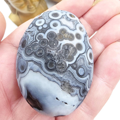 Wind Cut Agate Palm Stone – Grounding, Balance & Stabilising Crystal, 85g