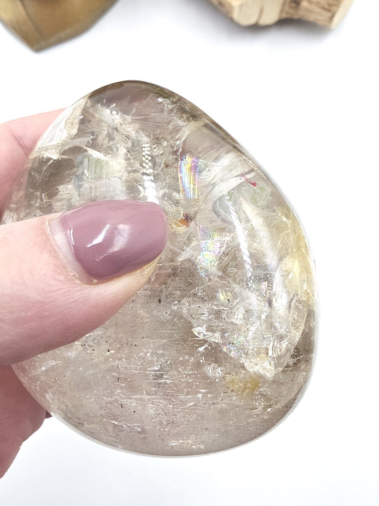 Skeletal Quartz Enhydro Freeform with Moving Bubble & Rainbows – Rare Transformation Crystal, 495g