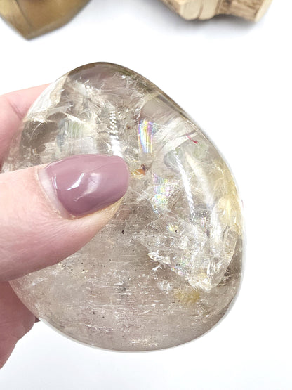 Skeletal Quartz Enhydro Freeform with Moving Bubble & Rainbows – Rare Transformation Crystal, 495g