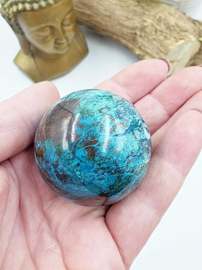 Phoenix Turquoise Sphere – Transformation, Strength & Heart Chakra Energy Crystal, 42mm