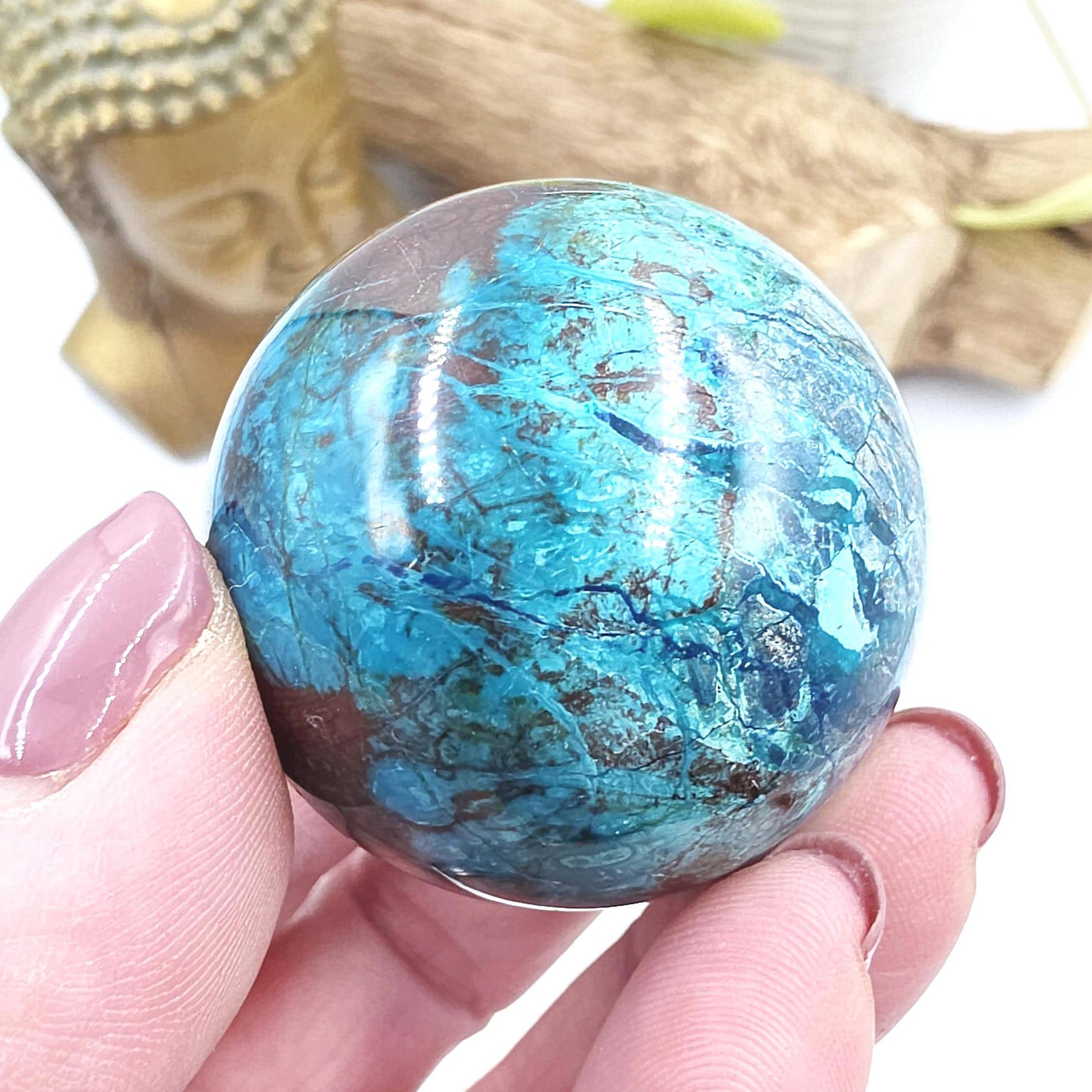 Phoenix Turquoise Sphere – Transformation, Strength & Heart Chakra Energy Crystal, 42mm