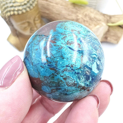 Phoenix Turquoise Sphere – Transformation, Strength & Heart Chakra Energy Crystal, 42mm