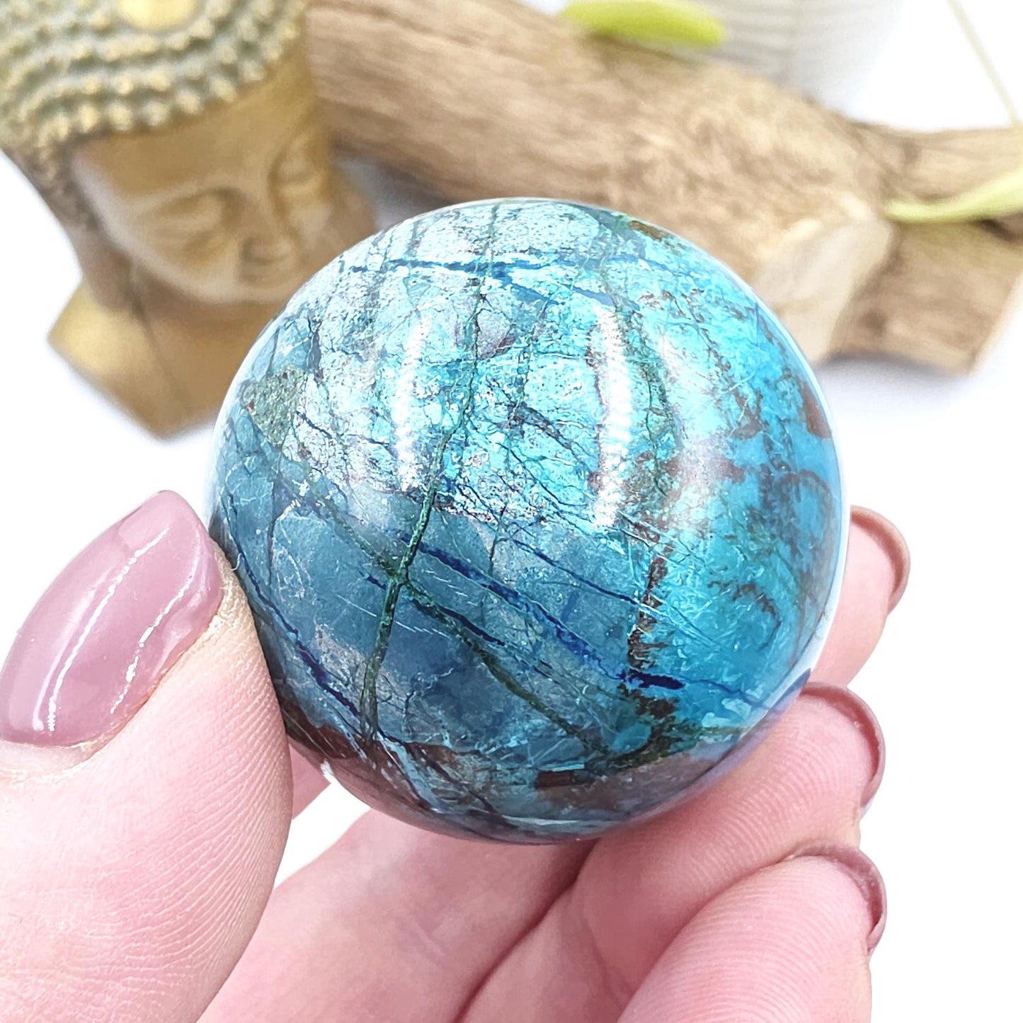 Phoenix Turquoise Sphere – Transformation, Strength & Heart Chakra Energy Crystal, 42mm