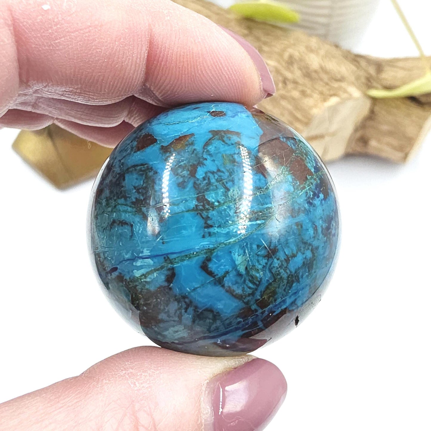 Phoenix Turquoise Sphere – Transformation, Strength & Heart Chakra Energy Crystal, 42mm