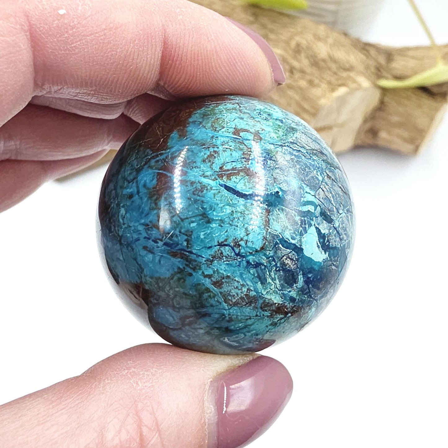 Phoenix Turquoise Sphere – Transformation, Strength & Heart Chakra Energy Crystal, 42mm