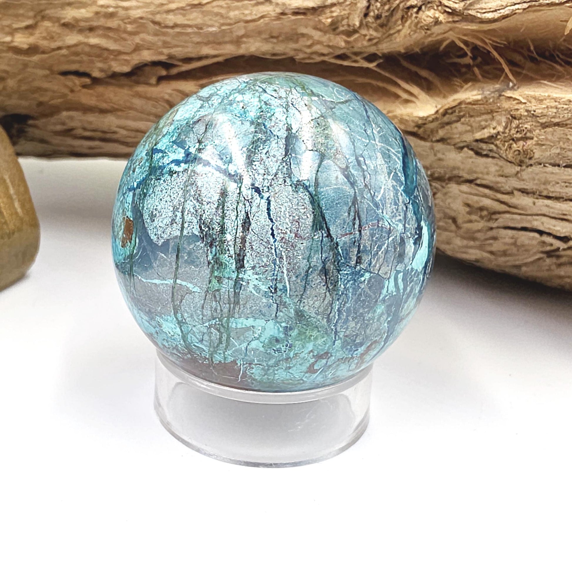 Phoenix Turquoise Sphere – Transformation, Strength & Heart Chakra Energy Crystal, 42mm