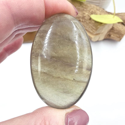 Dark Prasiolite (Green Quartz) Palm Stone – Heart Healing, Growth & Calming Energy Crystal, 45g