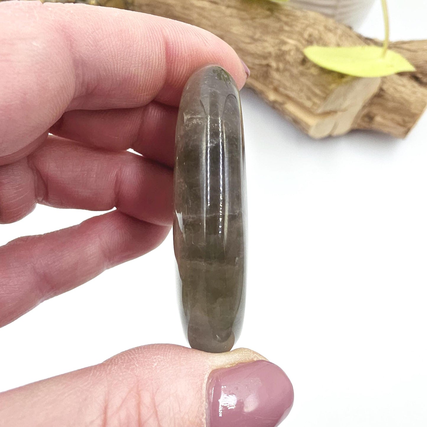 Dark Prasiolite (Green Quartz) Palm Stone – Heart Healing, Growth & Calming Energy Crystal, 45g