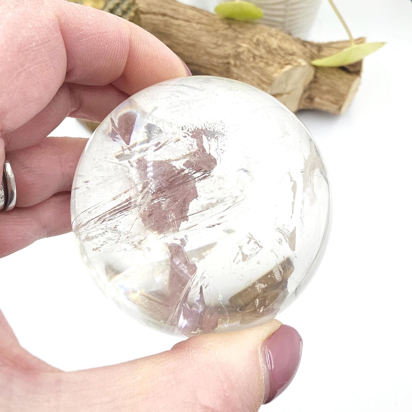 High Grade Clear Quartz Sphere with Large Rainbows – Clarity, Energy Amplification & Healing Crystal, 65mm