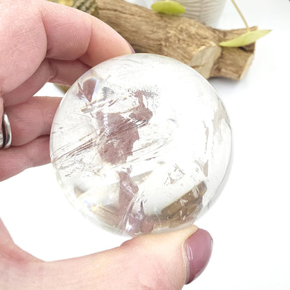 High Grade Clear Quartz Sphere with Large Rainbows – Clarity, Energy Amplification & Healing Crystal, 65mm