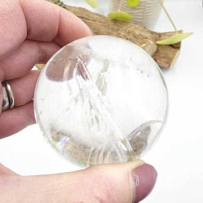 High Grade Clear Quartz Sphere with Large Rainbows – Clarity, Energy Amplification & Healing Crystal, 65mm