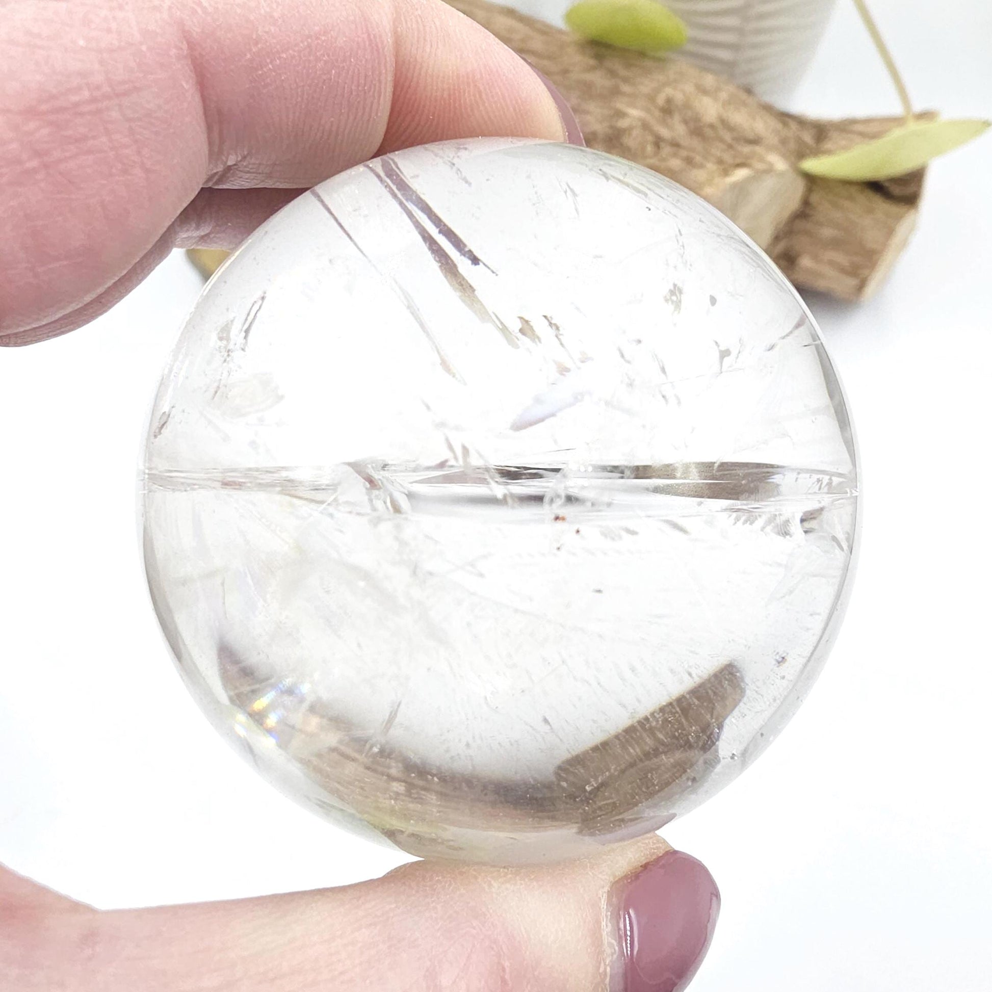 High Grade Clear Quartz Sphere with Large Rainbows – Clarity, Energy Amplification & Healing Crystal, 65mm
