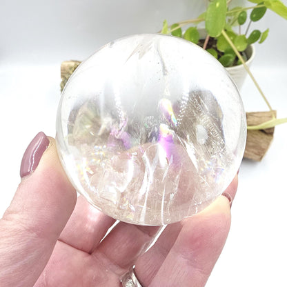 High Grade Clear Quartz Sphere with Large Rainbows – Clarity, Energy Amplification & Healing Crystal, 65mm
