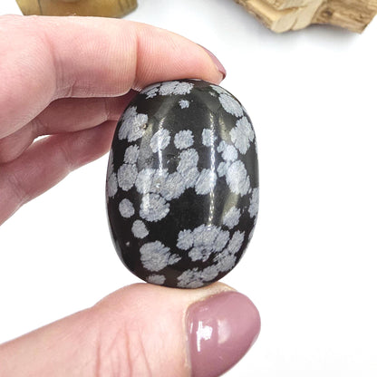 Little Snowflake Obsidian Palm Stone – Grounding, Protection & Emotional Balance Crystal, 40g