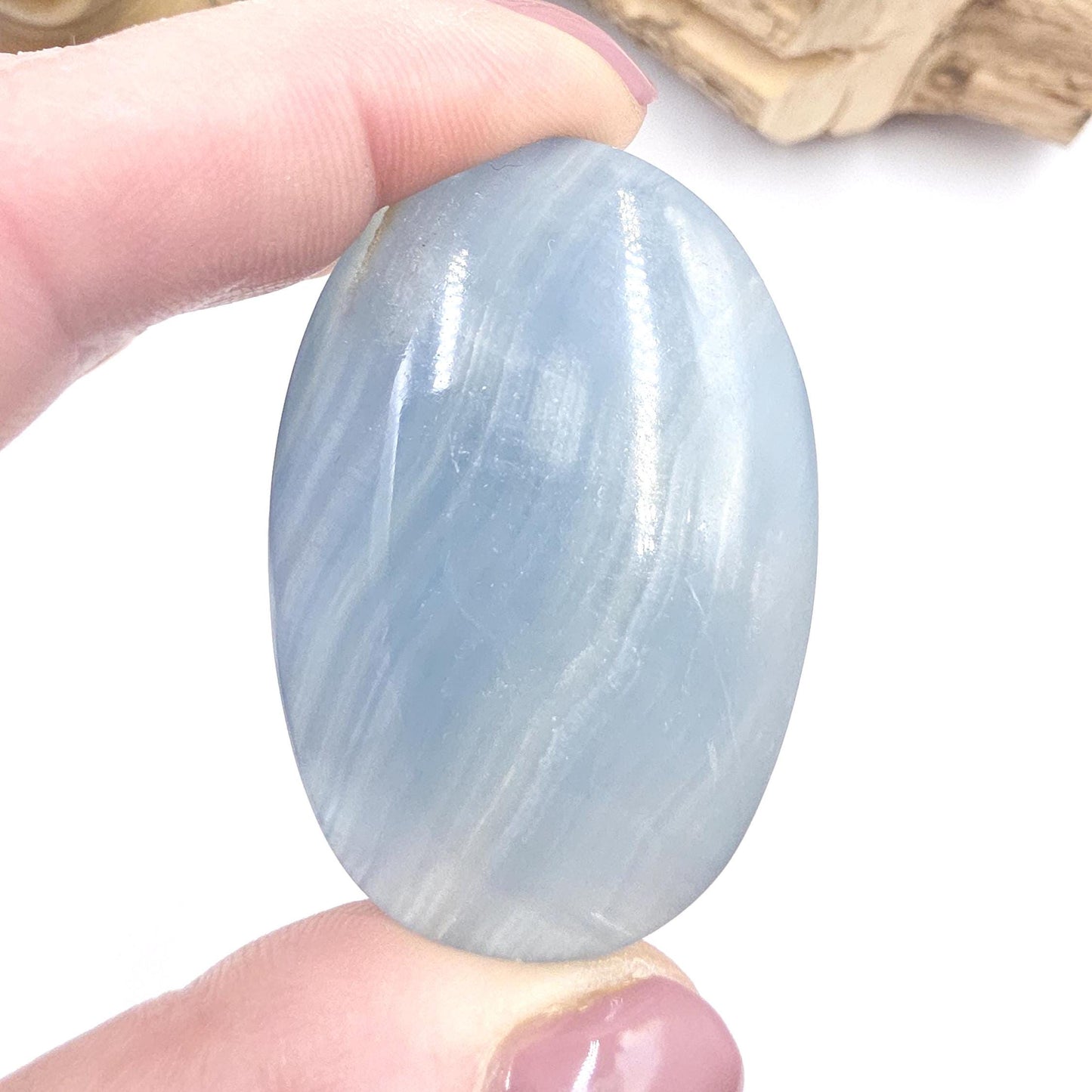 Blue Onyx Palm Stone – Calm, Strength & Throat Chakra Energy Crystal, 45g