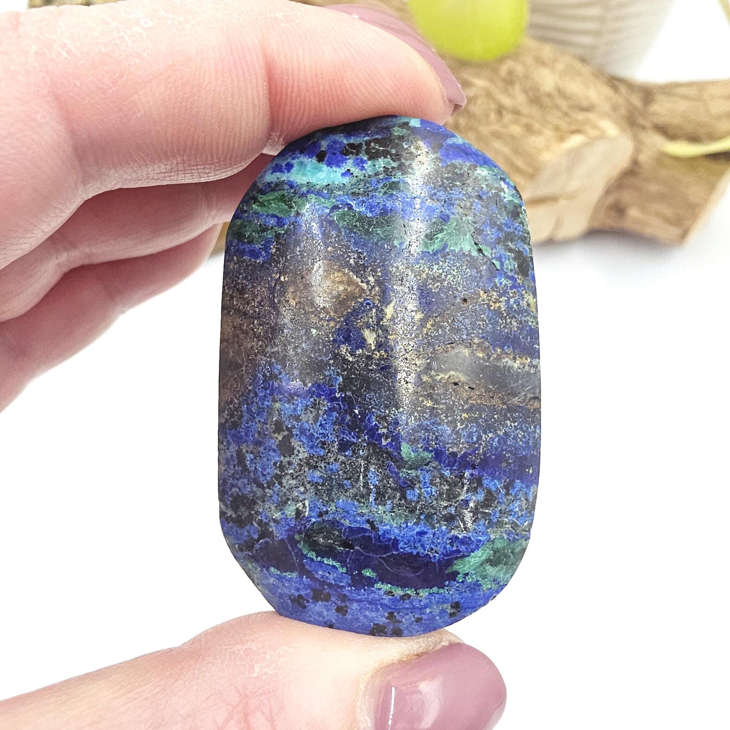 Rare Azurite Palm Stone - Intuition & Spiritual Insight Third Eye Chakra Crystal, 55g