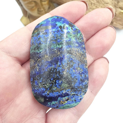 Rare Azurite Palm Stone - Intuition & Spiritual Insight Third Eye Chakra Crystal, 55g