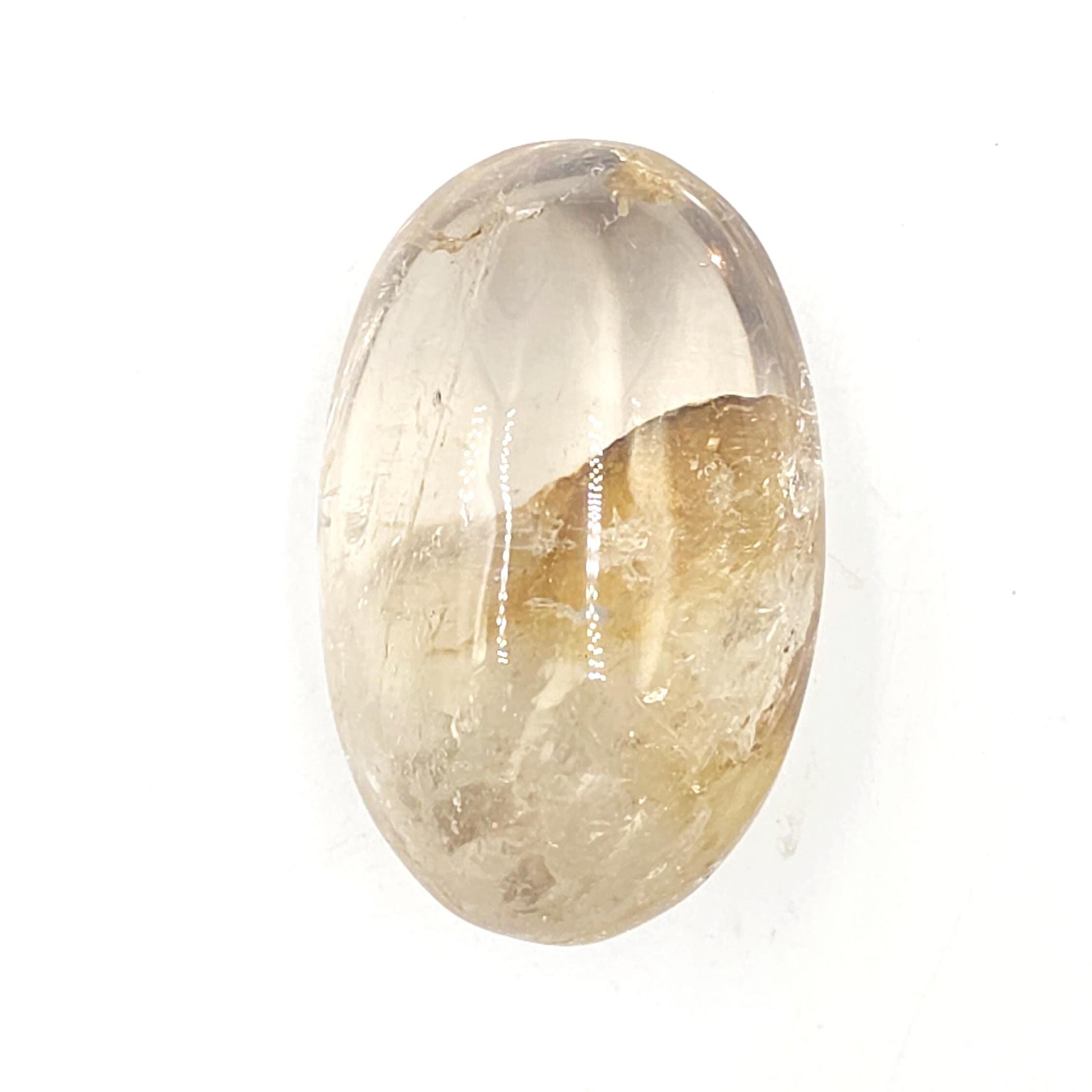 High Grade Clear Quartz Palm Stone with Golden Healer Inclusions – Clarity & Healing Crystal, 135g