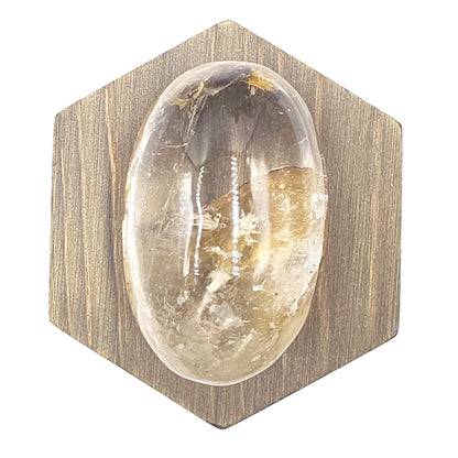 High Grade Clear Quartz Palm Stone with Golden Healer Inclusions – Clarity & Healing Crystal, 135g