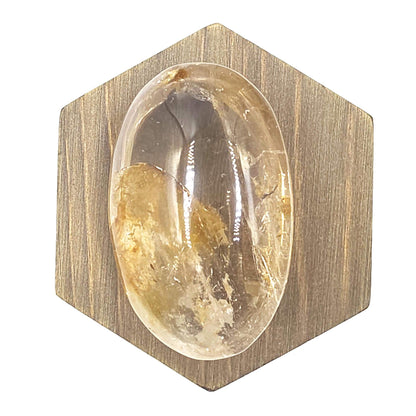 High Grade Clear Quartz Palm Stone with Golden Healer Inclusions – Clarity & Healing Crystal, 135g