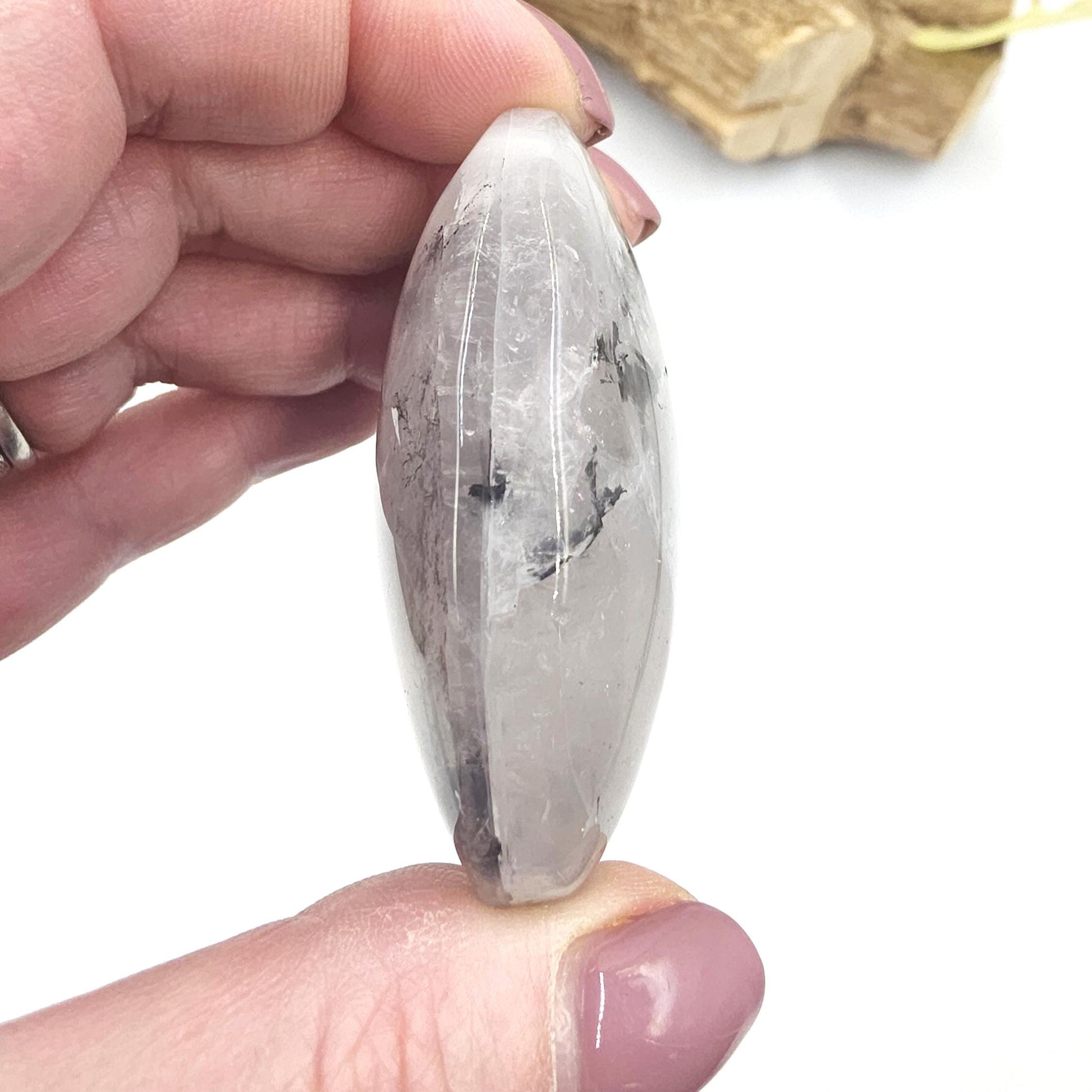 Rare Dendritic Quartz Palm Stone – Clarity, Growth and Root & Crown Chakra Crystal, 75g