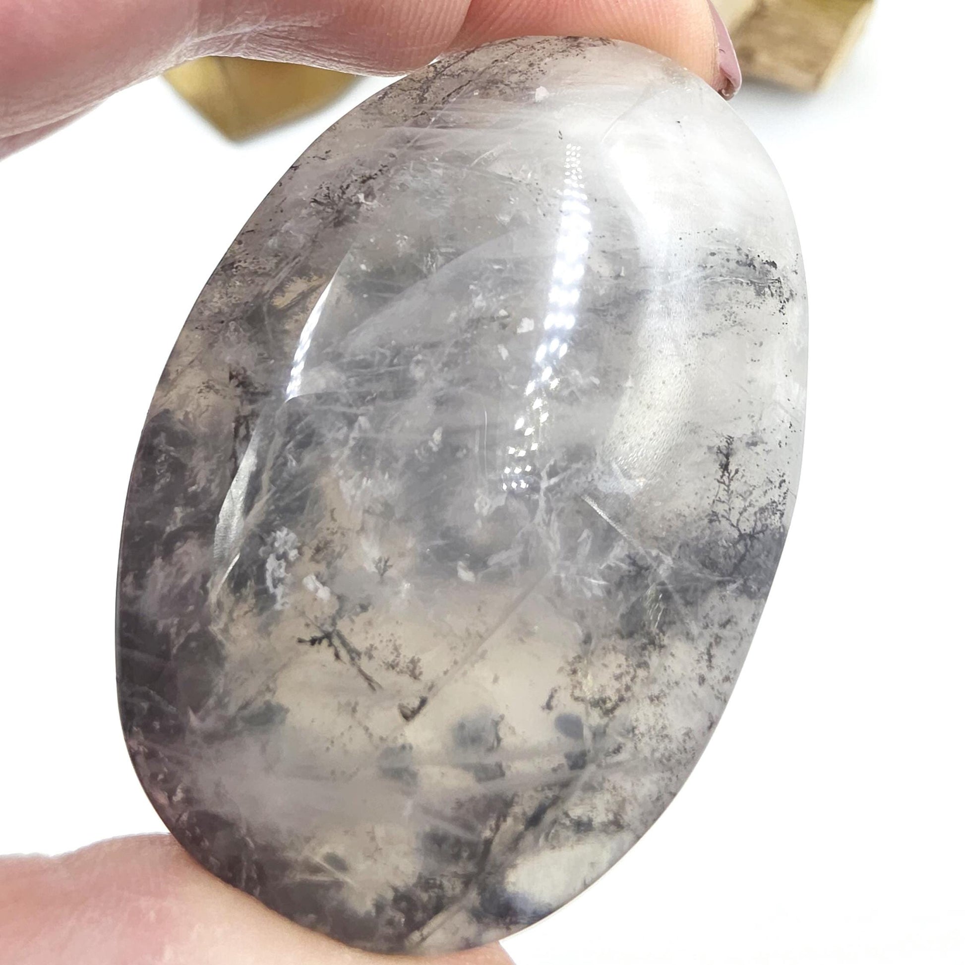 Rare Dendritic Quartz Palm Stone – Clarity, Growth and Root & Crown Chakra Crystal, 75g
