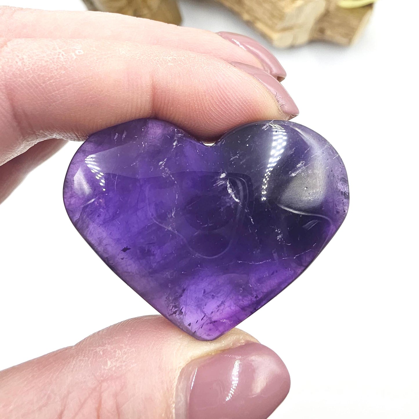 Amethyst Crystal Heart – Peace, Protection & Spiritual Healing Gemstone Carving, 35g
