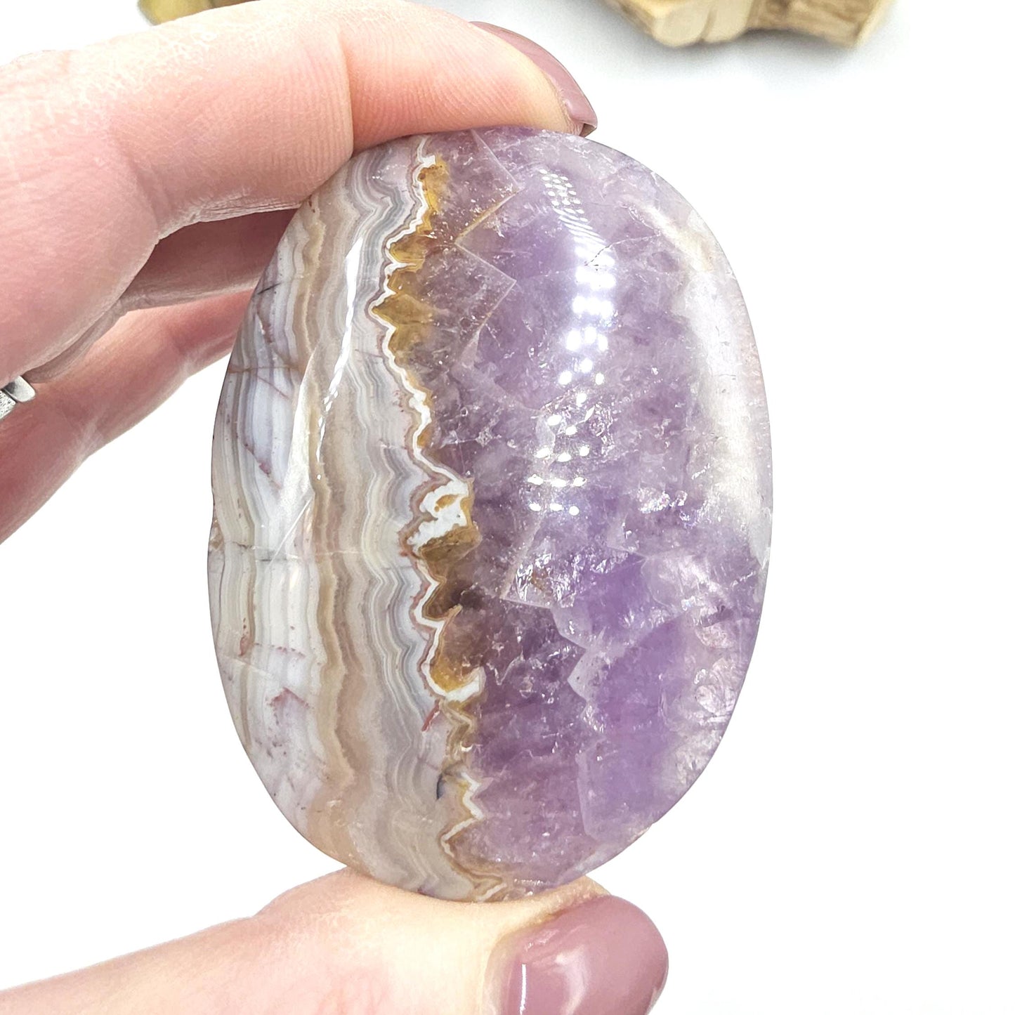 Amethyst Agate Palm Stone – Calm, Protection & Spiritual Healing Crystal, 85g