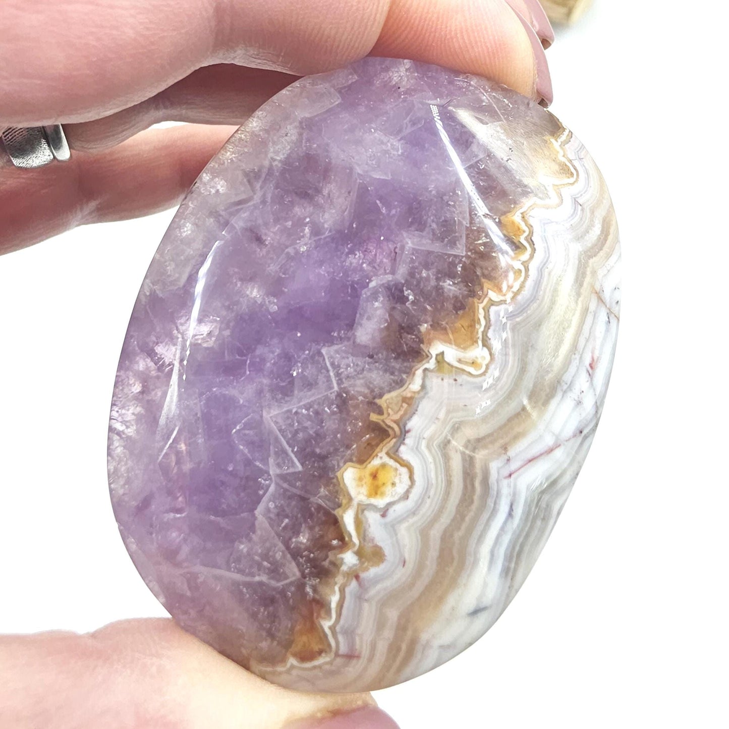 Amethyst Agate Palm Stone – Calm, Protection & Spiritual Healing Crystal, 85g