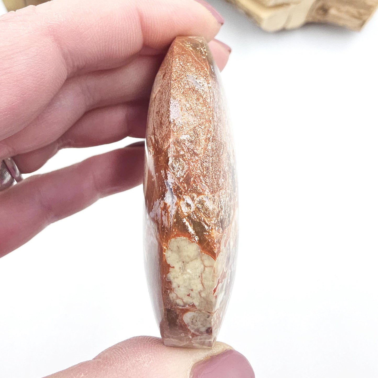 Money Agate Palm Stone – Abundance, Stability & Root Chakra Crystal, 100g