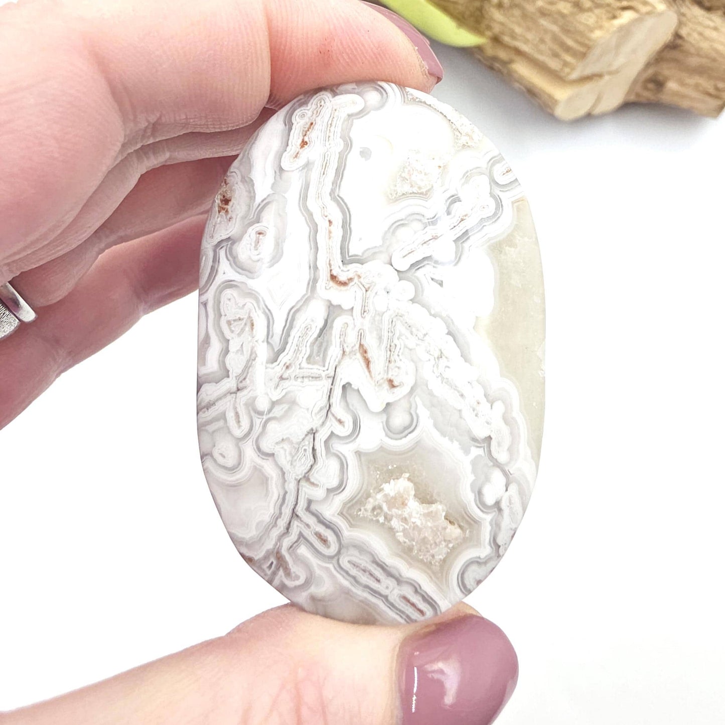Mexican Crazy Lace Agate Palm Stone - Joy, Positivity & Protection Healing Crystal, 85g